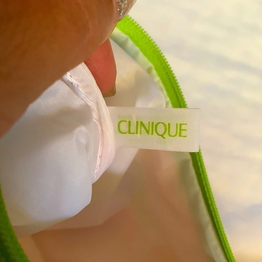 Clinique Pink Orange Green Floral Cosmetic Bag